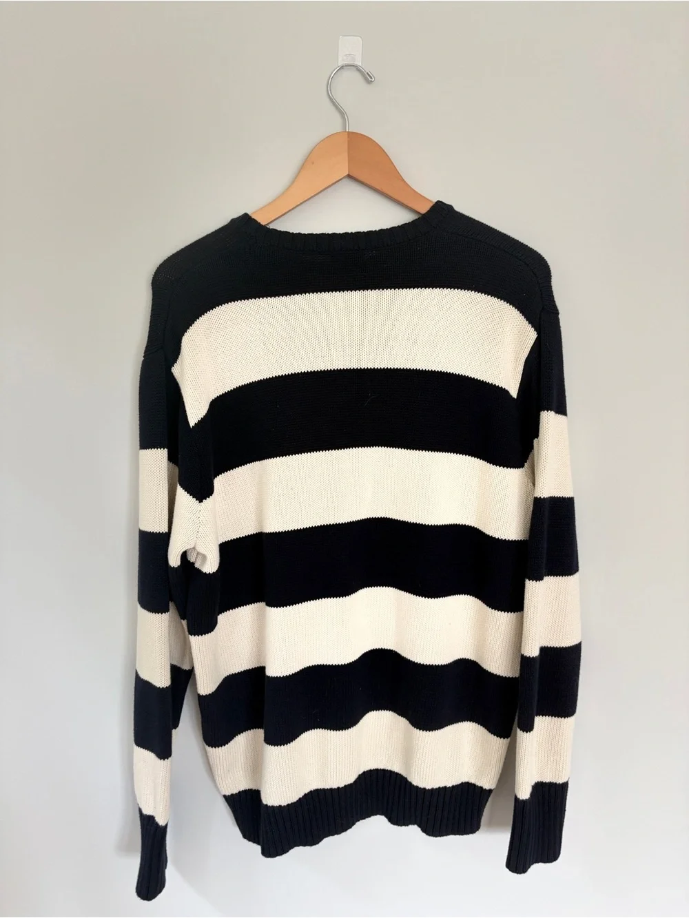 John Galt Navy & White Striped Thick Knit Sweater